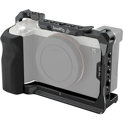 Immagine di (Versione Aggiornata) SMALLRIG A7C Cage con Impugnatura Laterale in Silicone, Piastra a Sgancio Rapido per Arca Type, Fori di Posizionamento ARRI Standard 3212B