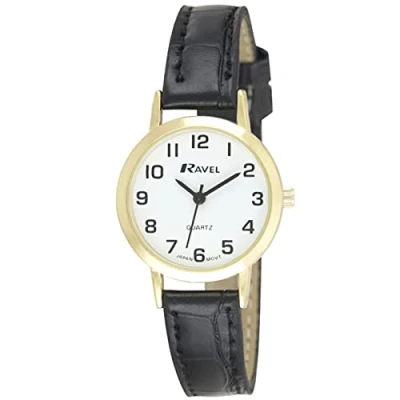 Immagine di Ravel Orologio tradizionale unisex con quadrante numerico trasparente color oro/nero