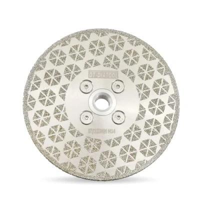 Immagine di DT DIATOOL Disco diamantato per taglio e smerigliatura, 125 mm x M14, flangia a doppio lato, elettrolitica, lama diamantata piastrelle in pietra naturale di marmo granito