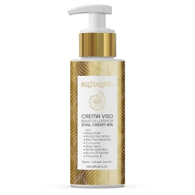 Immagine di BELL&#039;ITALIABIO Crema Viso a Base di Bava Lumaca Idratante e Antirughe, per Uomo Donna con Acido Ialuronico, Vitamina C Burro Karité