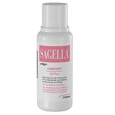 Immagine di SAGELLA Poligyn Comfort 50 Plus: lozione intima con estratto di camomilla e bisabololo, cura dalla menopausa, 500 ml