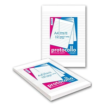 Immagine di RISMA FOGLI PROTOCOLLO A RIGHE SENZA MARGINE 21X29 CM 60 GR 200 FF, Bianco