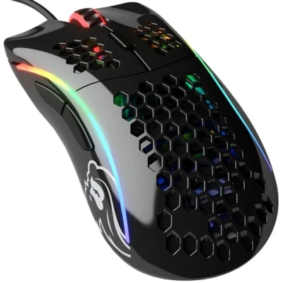 Immagine di Glorious gaming Model D Mouse da wired Superleg. 68 g, a nido d&#039;ape, RGB, ergonomico, sensore Pixart 3360, Omron Switches, piedini in PTFE, 6 tasti Nero lucido
