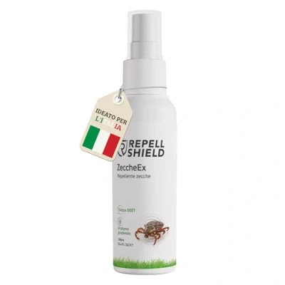 Immagine di RepellShield Spray Repellente Zecche Uomo per Pelle, Vestiti e Casa Antizecche Escursioni Antiparassitario Antizanzare Giardino Efficiente Antipulci Ambienti