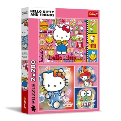Immagine di Trefl 2in1: Hello Kitty e i suoi Amici 2 x 200 Pezzi Confezione da Due Puzzle per Adolescenti, Multicolore, 13336