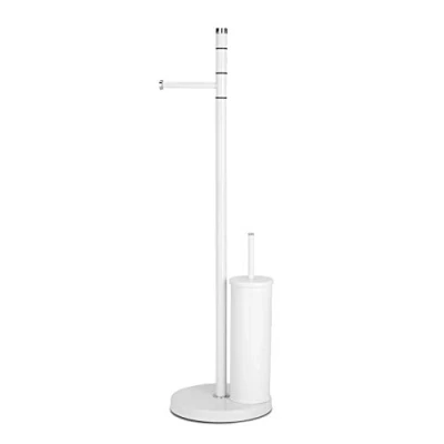 Immagine di METAFORM Piantana Porta Scopino Asciugamani Portasalviette in Acciaio Bianco MOD. Windor