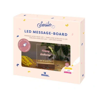 Immagine di moses. Smile lavagna per appunti A LED, trasparente, con 3 penne, luminosa cavo in tessuto USB