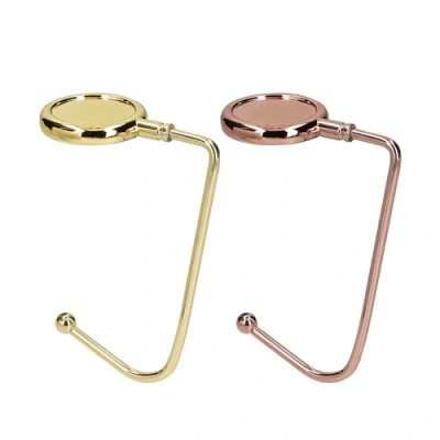 Immagine di kwmobile 2x Gancio Borsa da Tavolo Appendi in Alluminio Antiscivolo Antigraffio Set Appendiborsa per Tavoli e Scrivanie max. 3kg oro/oro rosa
