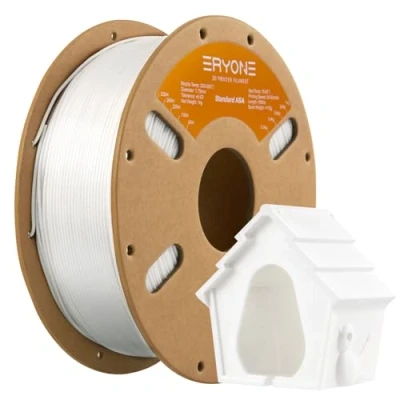 Immagine di ERYONE Filament ASA 1.75mm +/ 0.03mm, 3D Printer Perfect for Printing Outdoor Functional Parts, 1kg (2.2LBS) / Spool, White