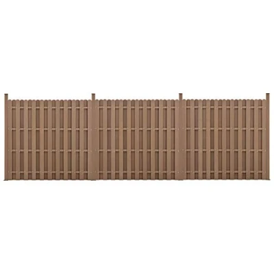 Immagine di NEU.HOLZ Steccato per Giardino Staccionata Recinzione Pannello WPC Legno Composito Set di 3 Pezzi 11 Doghe 185 x 562 cm Marrone