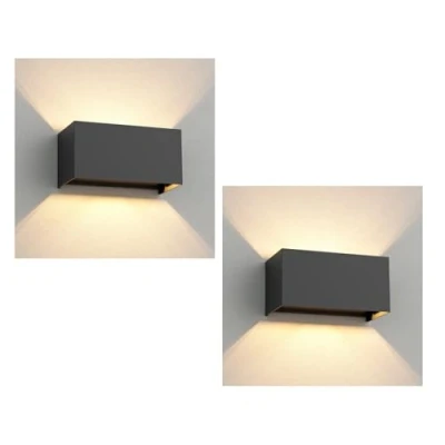 Immagine di ledscom.de 2 x CUBEL lampada da parete per esterni, IP65, up/downlight, antracite opaco, rettangolare, 2x G9 max. 10W