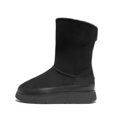 Immagine di Fitflop Gen FF Stivali Corti in Montone Double Face, Donna, Tutto Nero, 38.5 EU