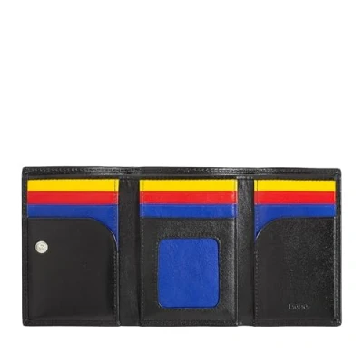 Immagine di DUDU Portafoglio Uomo Trifold in Pelle, Porta Tessere Carte RFID Verticale con Bottone, Banconote, Multicolore Nero
