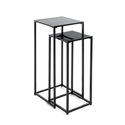 Immagine di HAKU Möbel Set di 2 colonne fiori, in metallo, nero, L 25 x P A 60 cm/L 30 70 cm