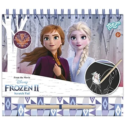 Immagine di Frozen II libro dei graffi di e album da colorare, con stencil adesivi glitterati Anna &amp; ELSA, Activity Book per casa in viaggio