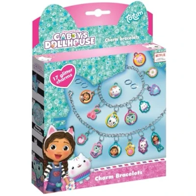 Immagine di TM ESSENTIALS Gabby&#039;s Puffy Braccialetto per bambini, con brillantini, fai da te, ragazze e ragazzi, colore: viola, rosa, turchese, giallo.
