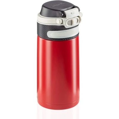 Immagine di Leifheit Flip Borraccia termica 350 ml, acciaio con chiusura ermetica e resistente al calore, Pratico thermos caffè portatile, rosso