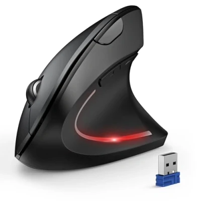 Immagine di TECKNET Mouse Ergonomico, Verticale Bluetooth senza Fili, Silenzioso 4800 DPI con 6 Livelli Regolabili, Ottico 2.4GHz, Fili Pulsanti per Laptop, PC, MacBook.