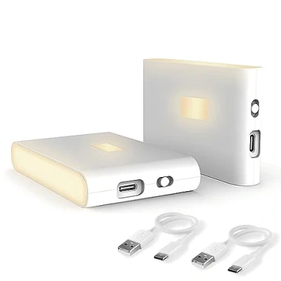 Immagine di Puhui con sensore di movimento, ricaricabile USB luce notturna per bambini 3 modalità (Auto/ON/OFF), 2700 K, bianca calda, camera da letto, scale, bagno, armadio, corridoio [2