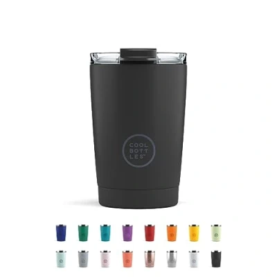 Immagine di Cool Bottles Tumbler Bicchiere Termico in Acciaio Inossidabile 330 ml Mono Black Tazza da Caffè Coperchio Ermetico Bevande Fredde 10 ore e Calde 5 Finitura Antimacchia