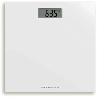 Immagine di Rowenta Premiss Bilancia Pesapersone Digitale, Ampio Display, Portata 150 kg, Ultra Sottile, Automatica, Piattaforma in Vetro Temperato, Batteria inclusa 30 x cm, BS1401