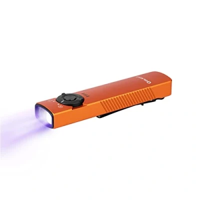 Immagine di OLIGHT Arkfeld UV Lampada EDC Ricaricabile a Luce Bianca e Combinata Funzionale LED IPX7 Test di Caduta da 1 m per Lavori all&#039;aperto Situazioni Emergenza (Arancione CW)