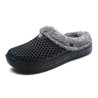 Immagine di Uomo Donne Inverno Caldo Pantofole Zoccoli Scivolare su Giardino Pelliccia Foderato Pantofola Scarpe Nero 39 EU