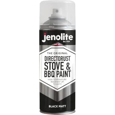 Immagine di JENOLITE Directorust Vernice spray per barbecue e stufa Nero opaco Resistente alle alte temperature Fino a 650C 400ml