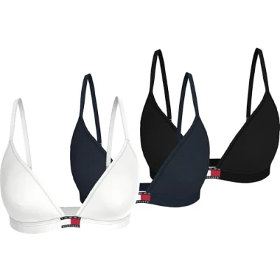Immagine di Tommy Hilfiger Donna Reggiseno a Bralette Confezione da 3 Triangle Non Imbottito, Multicolore (Black/Navy Rib/White), L