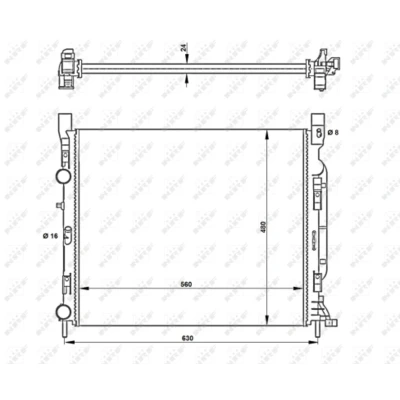 Immagine di NRF 53002 Radiatore motore Alluminio 563 490 23 Alette di raffreddamento montate meccanicamente RENAULT: Kangoo II Express, / Grand