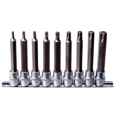 Immagine di KS Tools 911.3980 Serie di Bussole per Viti TX con Foro, Lunghe, 9 Pezzi, Tb20 Tb60, 3/8&quot;
