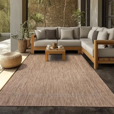 Immagine di SIMPEX Tappeto da esterni, Unicolor Monocroma, Marrone, 80 x 150 cm, Tappeti in stile moderno, cucina, balcone, terrazzo, giardino, picnic