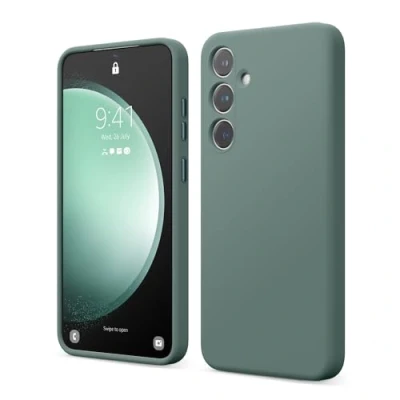 Immagine di elago Cover Silicone Liquido Compatibile con Samsung Galaxy S24 Plus Case, Custodia Premium, Protezione Completa [Struttura Antiurto a 4 Strati], Fodera in Morbida Microfibra (Verde Notte)