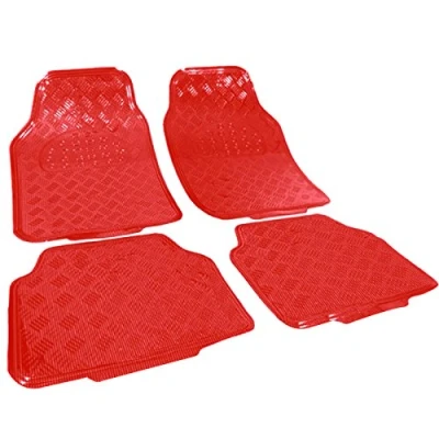 Immagine di WOLTU 7103 Tappetini Auto Universali Tappeto Antiscivolo PVC Simil Alluminio Set 4 Pezzi Rosso Lucido