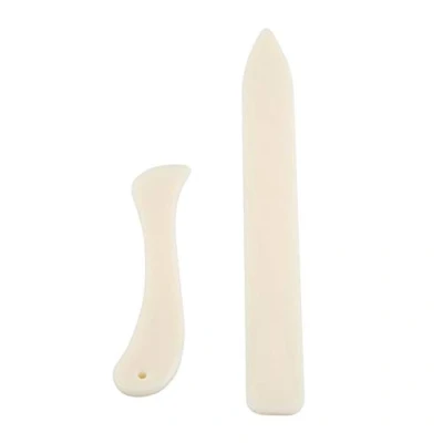 Immagine di Fdit 2 pz/Set Cartella in Osso Bianco Strumento per segnare Pieghevole Bordi Bone Creaser lavori di Carta Rilegatura Libri Creazione cartoncini e Forniture Ufficio
