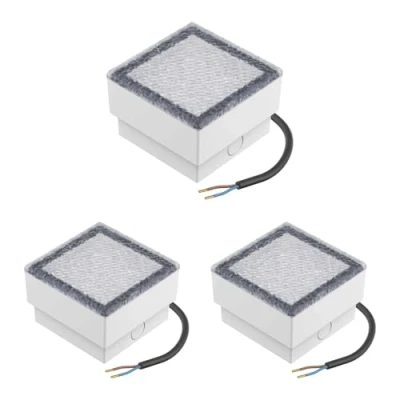 Immagine di ledscom.de 3 pezzi LED pavimentazione pietra terra luce da incasso CUS per esterni, IP67, angolare, 10 x 10cm, bianco caldo