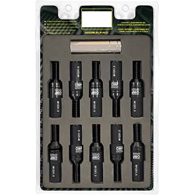 Immagine di Omp Speed Set di viti Performance con protezione in alluminio M12X1.5 Hex 17 19, L 28 mm, colore nero 7075+DIN 12.9, 20+1 per scatola