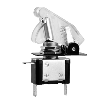 Immagine di Heschen Interruttore a levetta in metallo scatto, 12V 20A, SPST, ON/OFF 2 posizioni, 3 pin, con tappo impermeabile (bianco chiaro)