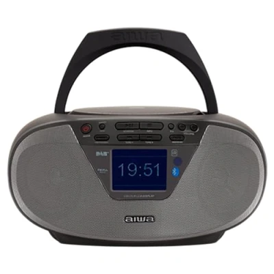 Immagine di AIWA BBTU 500DAB/BK Lettore CD Multifunzione, Bluetooth, CD/CDR/RW/MP3, Radio DAB+/FM, USB MP3, Aux in 3.5 mm, Cuffia Funzioni Orologio/Sveglia, con Telecomando, Colore Nero