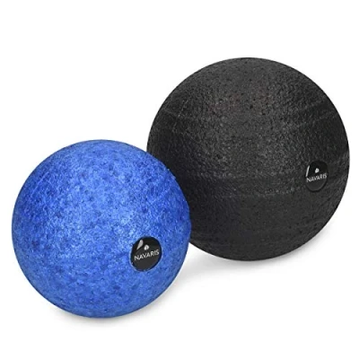 Immagine di Navaris Sfere da Massaggio Fasce Set 2x Palle Massaggianti Trigger Point Dolore Miofasciale Palline Roller Ball Automassaggio 2 Misure Blu Nero