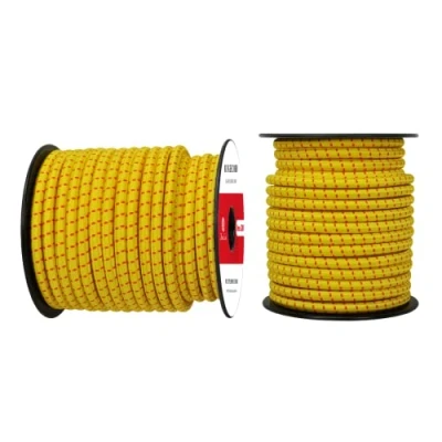 Immagine di Abma Cord Corda Elastica 8mm 20M di Gomma Cavo Elastico Marino per Teloni, Tende e Bagagli Giallo Rosso