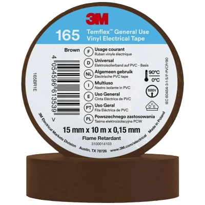 Immagine di 3M Temflex™ 165 165BR1E Nastro isolante Marrone (L x L) 10 m 15 mm 1 pz.