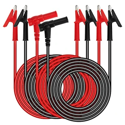 Immagine di GUNGY Puntali per Multimetro Tester Elettricista con Morsetti Coccodrillo Connettori a Banana 4mm Cavo di Prova 1m Digitale Nero Rosso 4 Pezzi