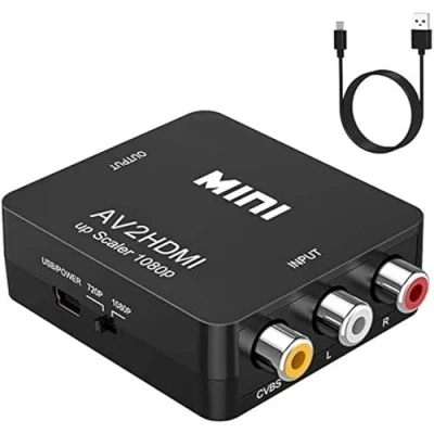 Immagine di Lerkely Adattatore 1080P Composite CVBS AV to HDMI Video Audio Converter PAL/NTSC per PC Laptop Xbox PS4 PS3 TV STB VHS VCR Camera DVD