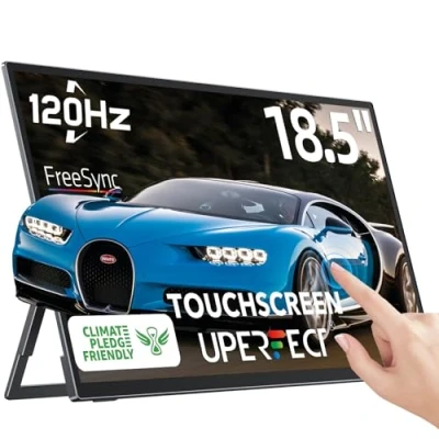 Immagine di UPERFECT Monitor Portatile Touchscreen da 18,5 Pollici 120Hz Display Mobile Full HD Secondo con Supporto Integrato USB C Mini HDMI per PC Laptop Xbo, Compatibile VESA, Corpo in Metallo