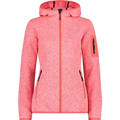 Immagine di CMP Giacca in Knit Tech da Donna con Cappuccio Fisso, Red Fluo Bianco, 52