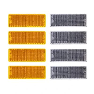Immagine di BEIJISTAR Kit Riflettore per Rimorchio, 4 Giallo Catarifrangente, Bianco Catarifrangente Autoadesivo Rettangolare, Camion Rimorchio RV Caravan