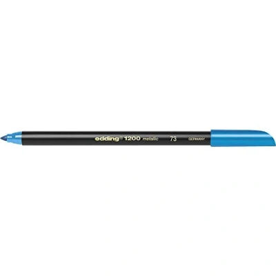 Immagine di edding 1200 feltro da colorare in metallo blu metallizzato 1 penna punta tonda 3 mm per colorare, scrivere, disegnare con effetti metallici lucidi libri d&#039;oro, biglietti di auguri
