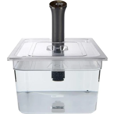Immagine di Sous Vide Tools Contenitore in Policarbonato Trasparente da 20 Litri, Coperchio Tagliato su Misura per Adattarsi al Circolatore Termico Anova Nano Cooker, Senza Bpa, Antiaderente