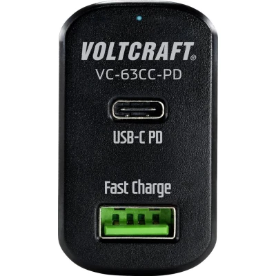 Immagine di VOLTCRAFT VC 63CC PD Automobile Caricatore USB Corrente di uscita max. 3 A 2 x USB, presa C® Power Delivery (USB PD)